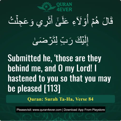 Quran Surah 20 Verse 84