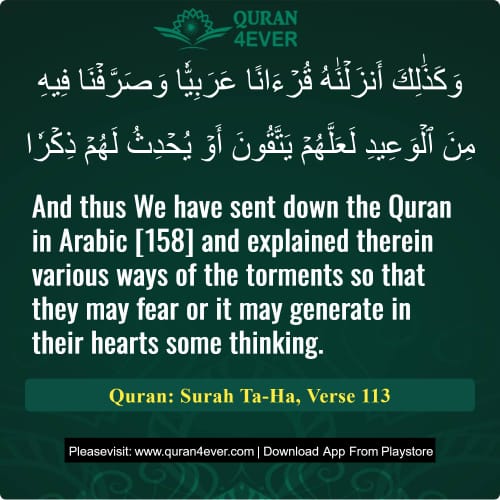 Quran Surah 20 Verse 113