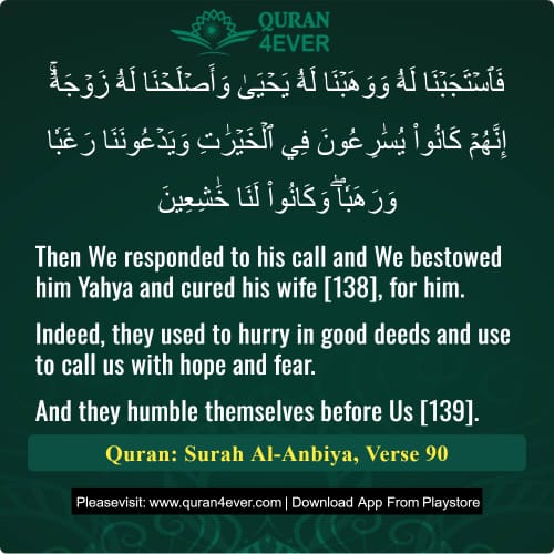 Quran Surah 21 Verse 90