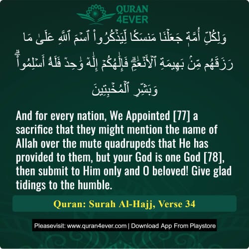 Quran Surah 22 Verse 34