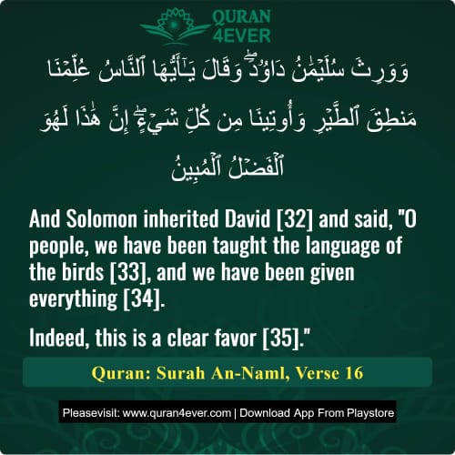 Quran Surah 27 Verse 16