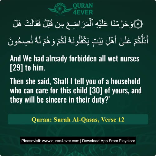 Quran Surah 28 Verse 12