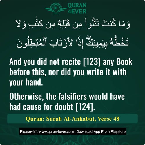Quran Surah 29 Verse 48