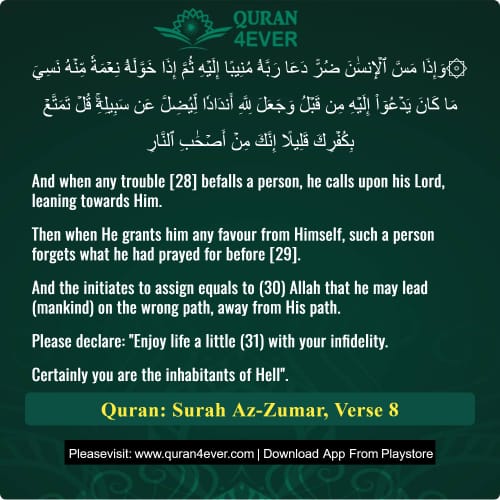 Quran Surah 39 Verse 8