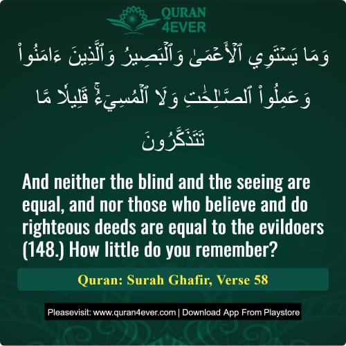 Quran Surah 40 Verse 58