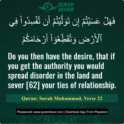 Quran Surah 47 Verse 22