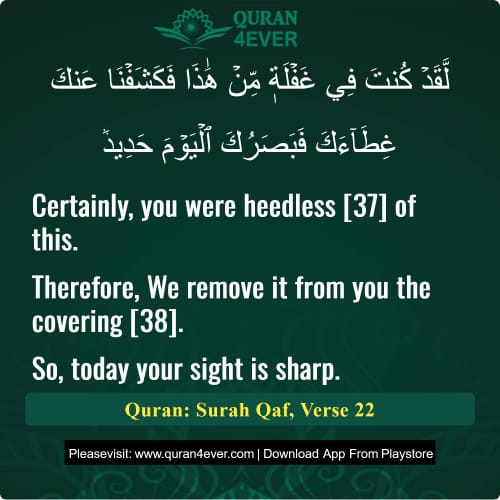 Quran Surah 50 Verse 22