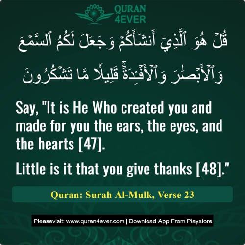 Quran Surah 67 Verse 23