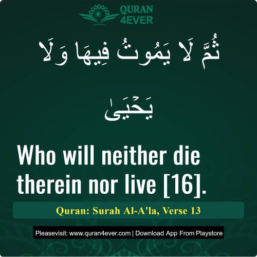 Quran Surah 87 Verse 13