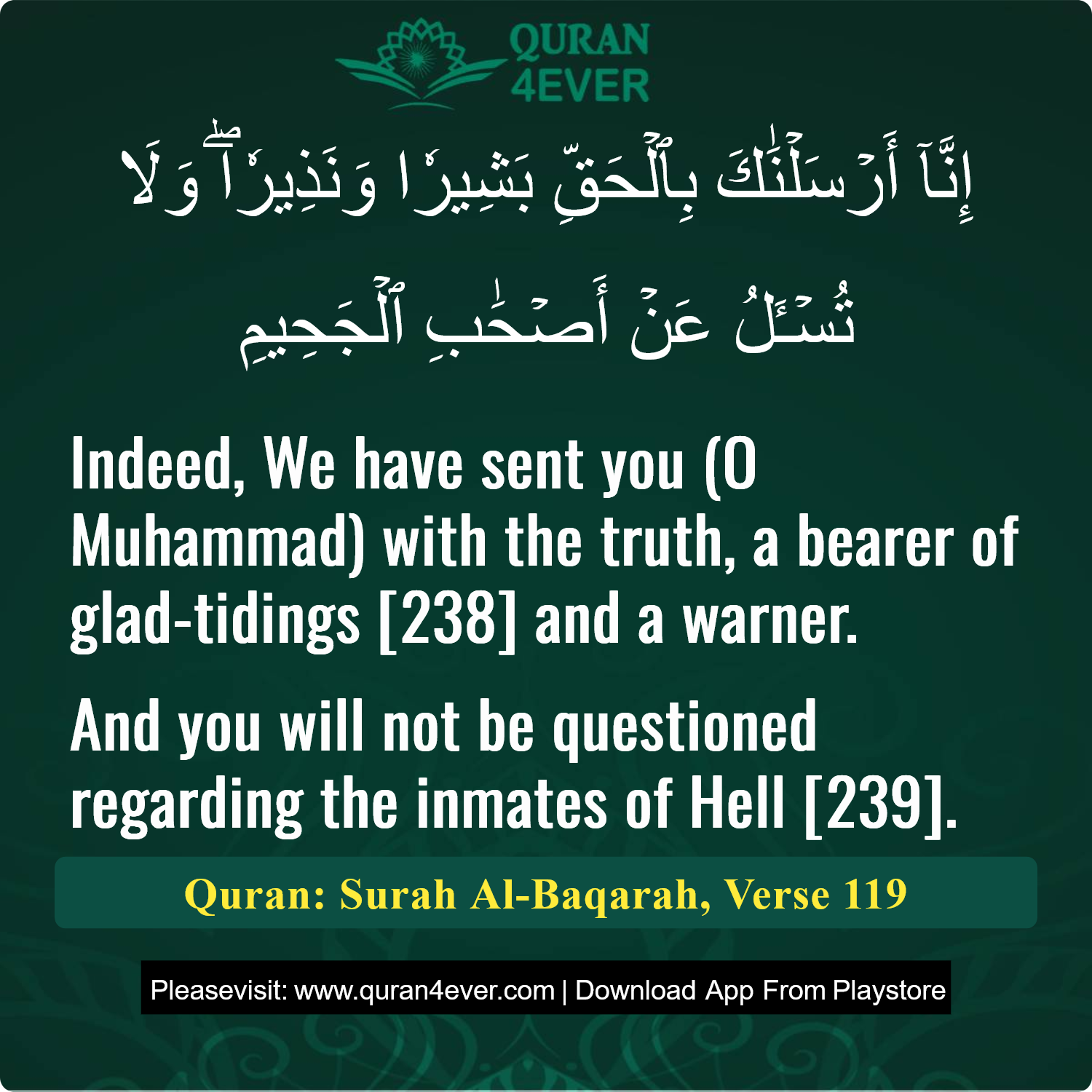 Surah 2, Ayah 119 - Quran Image