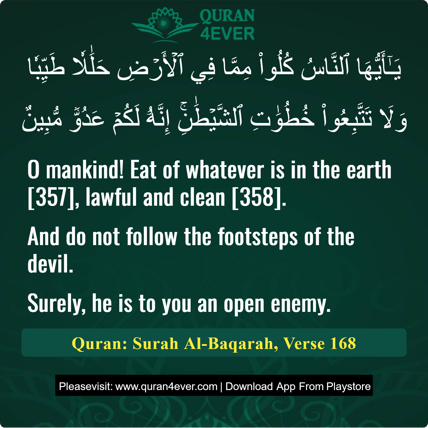 Surah 2, Ayah 168 - Quran Image