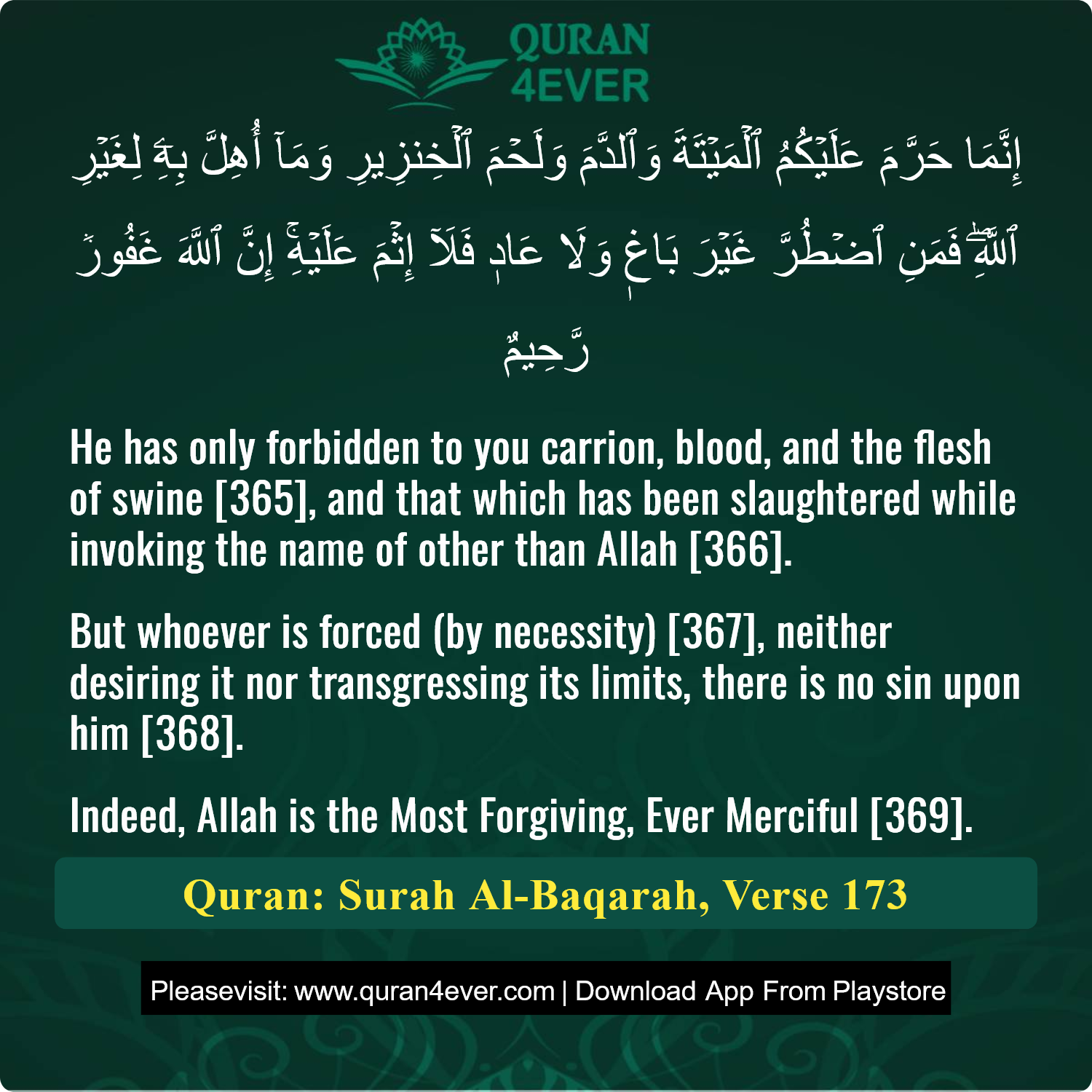 Surah 2, Ayah 173 - Quran Image