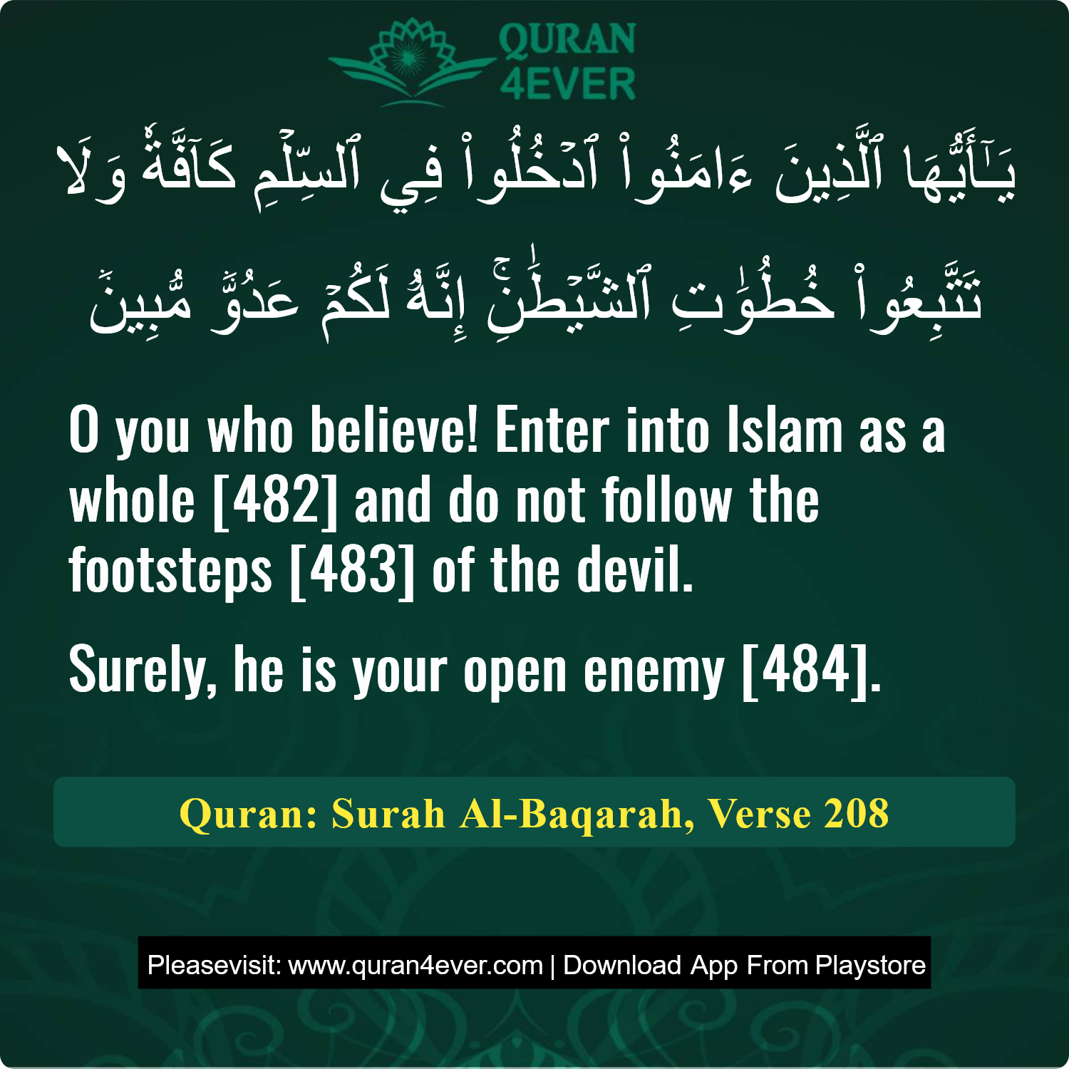 Surah 2, Ayah 208 - Quran Image
