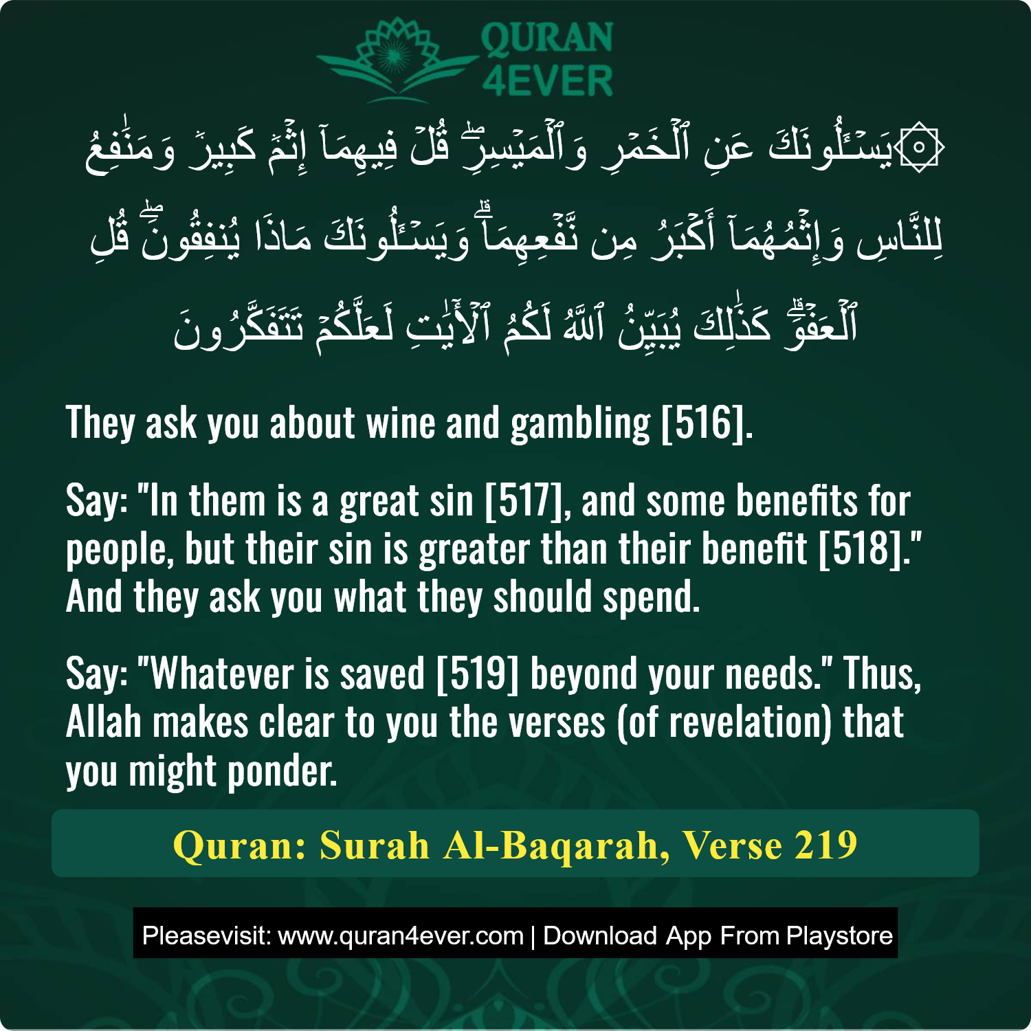 Surah 2, Ayah 219 - Quran Image