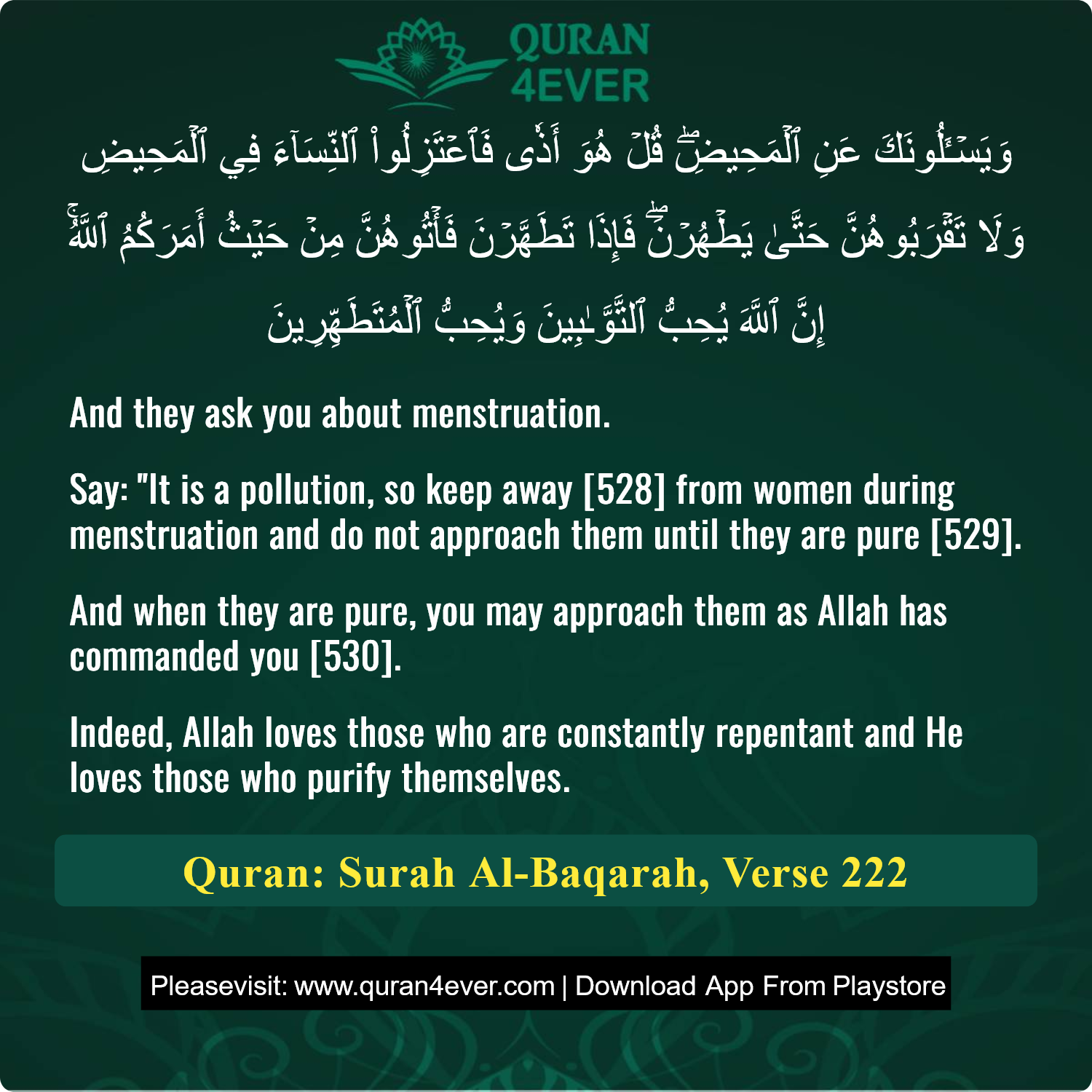 Surah 2, Ayah 222 - Quran Image
