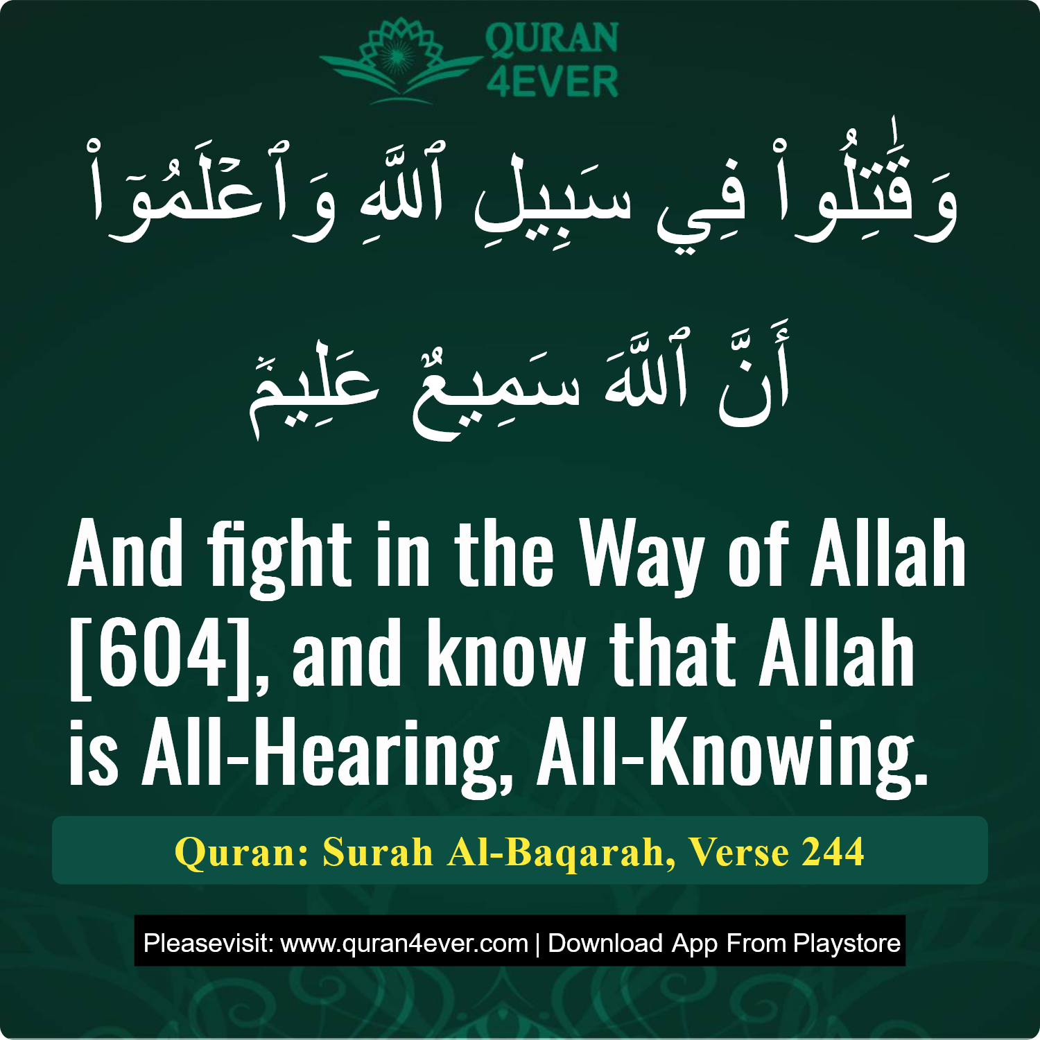 Surah 2, Ayah 244 - Quran Image