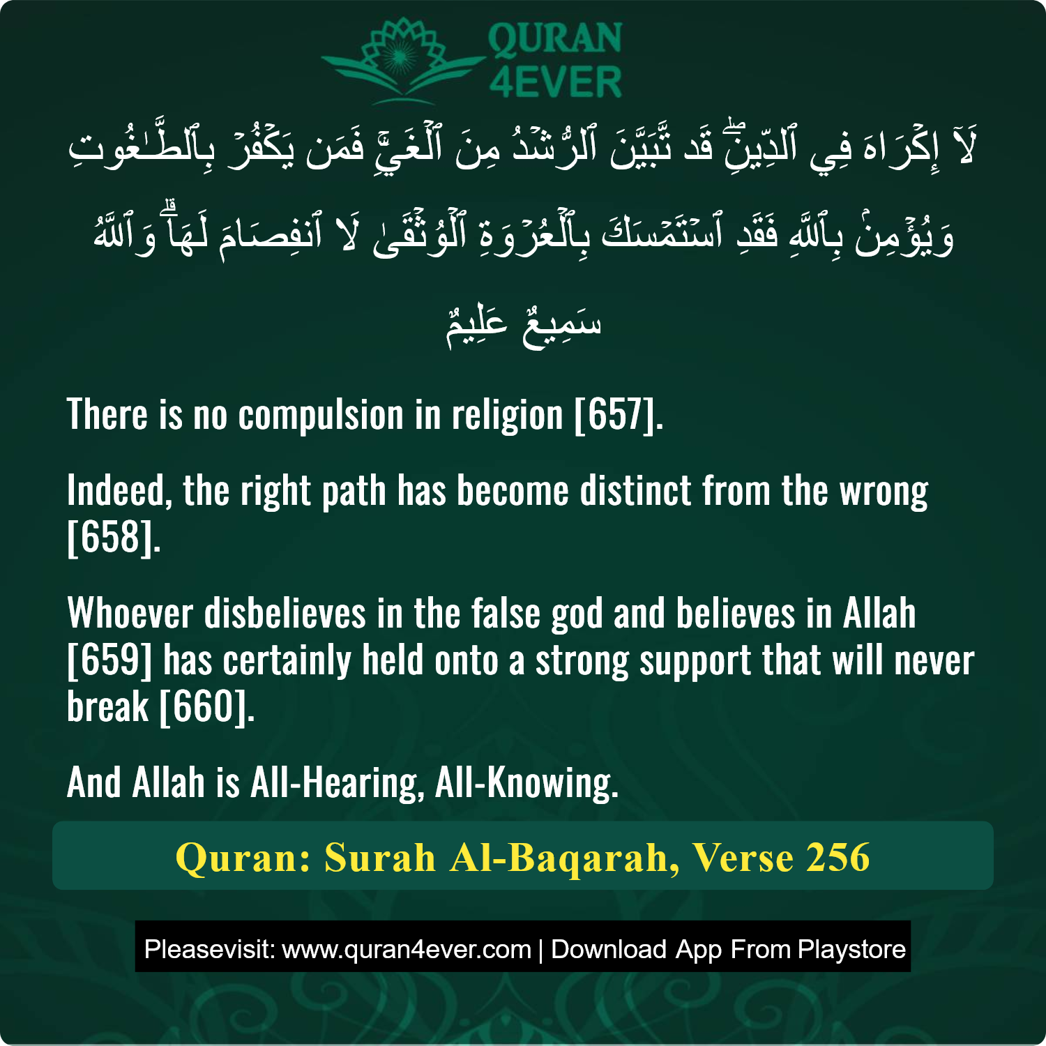 Surah 2, Ayah 256 - Quran Image