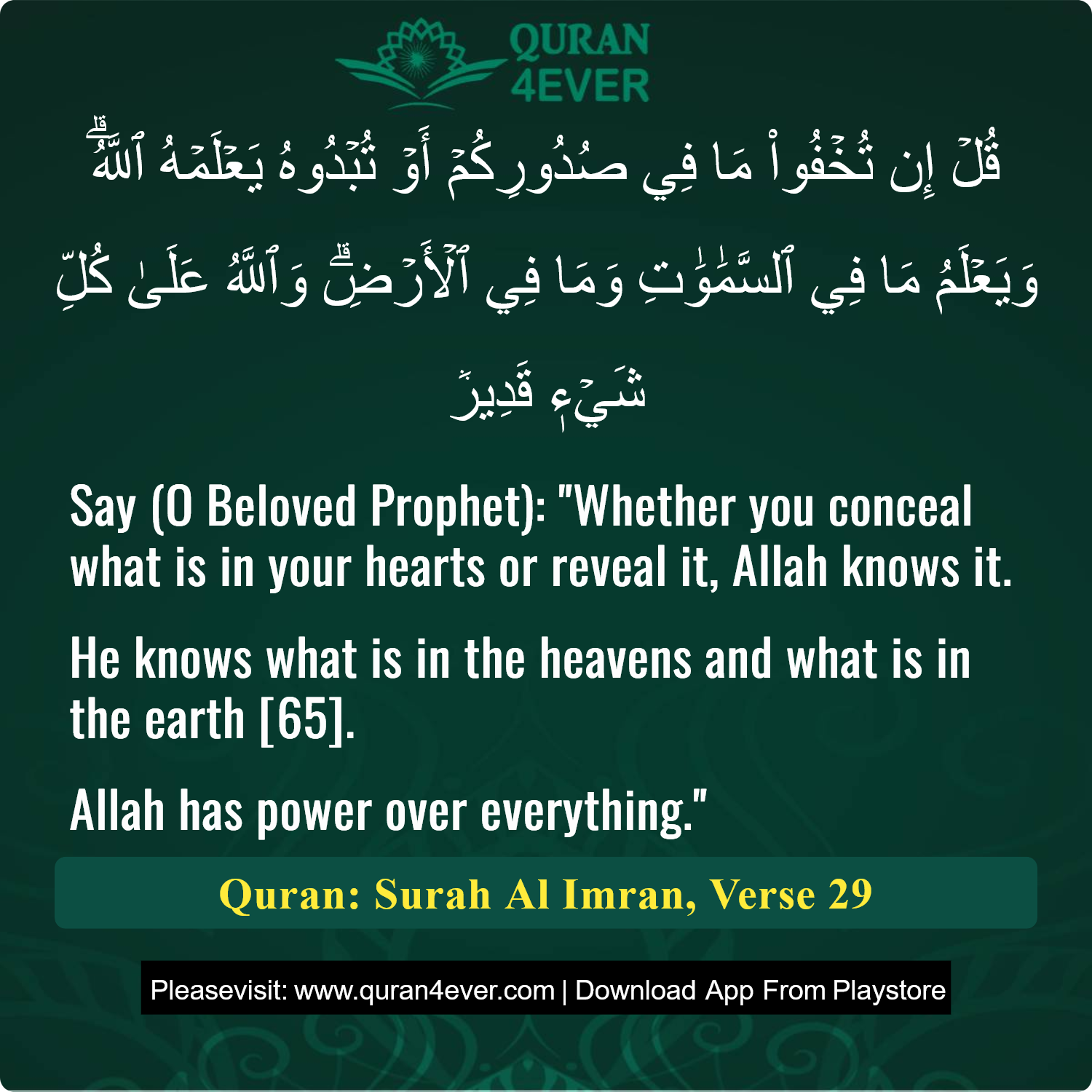 Surah 3, Ayah 29 - Quran Image