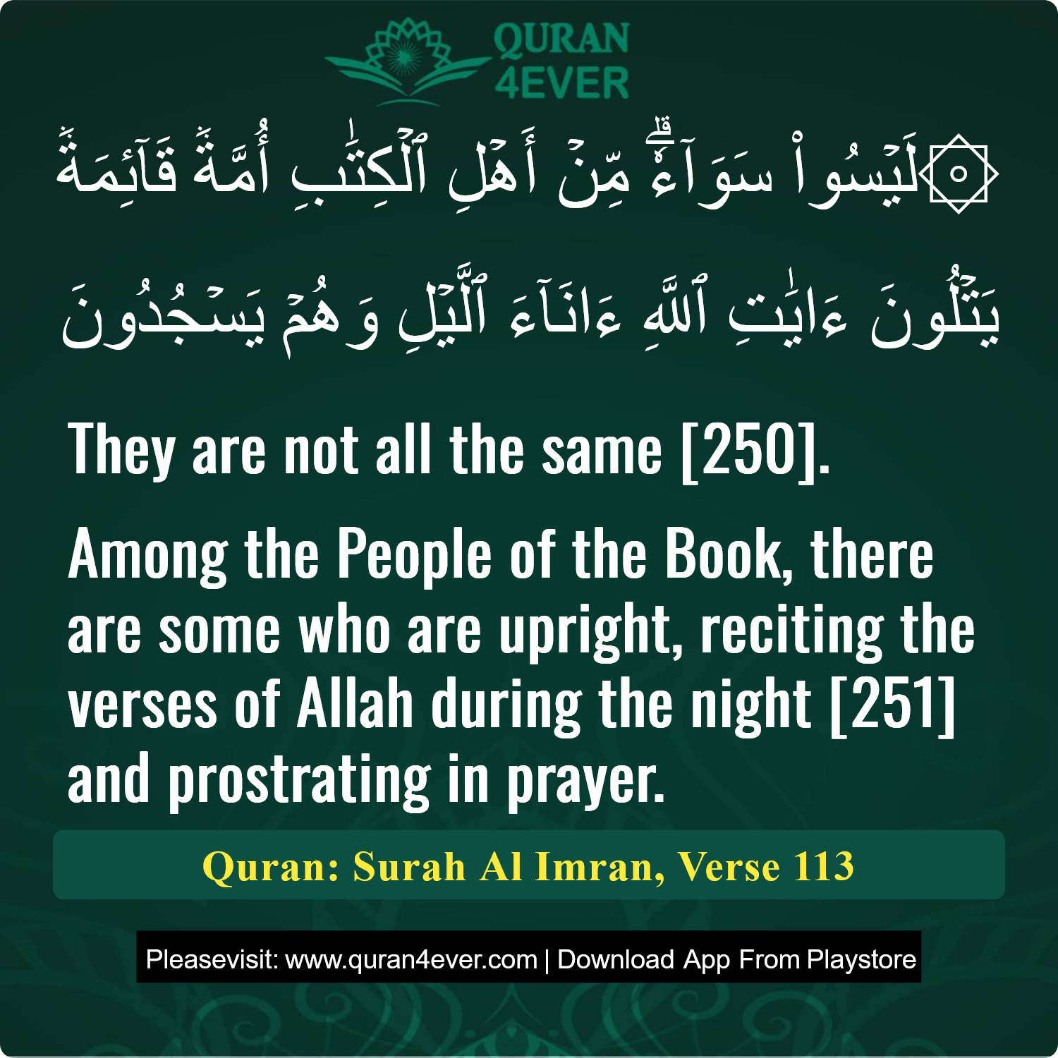 Surah 3, Ayah 113 - Quran Image