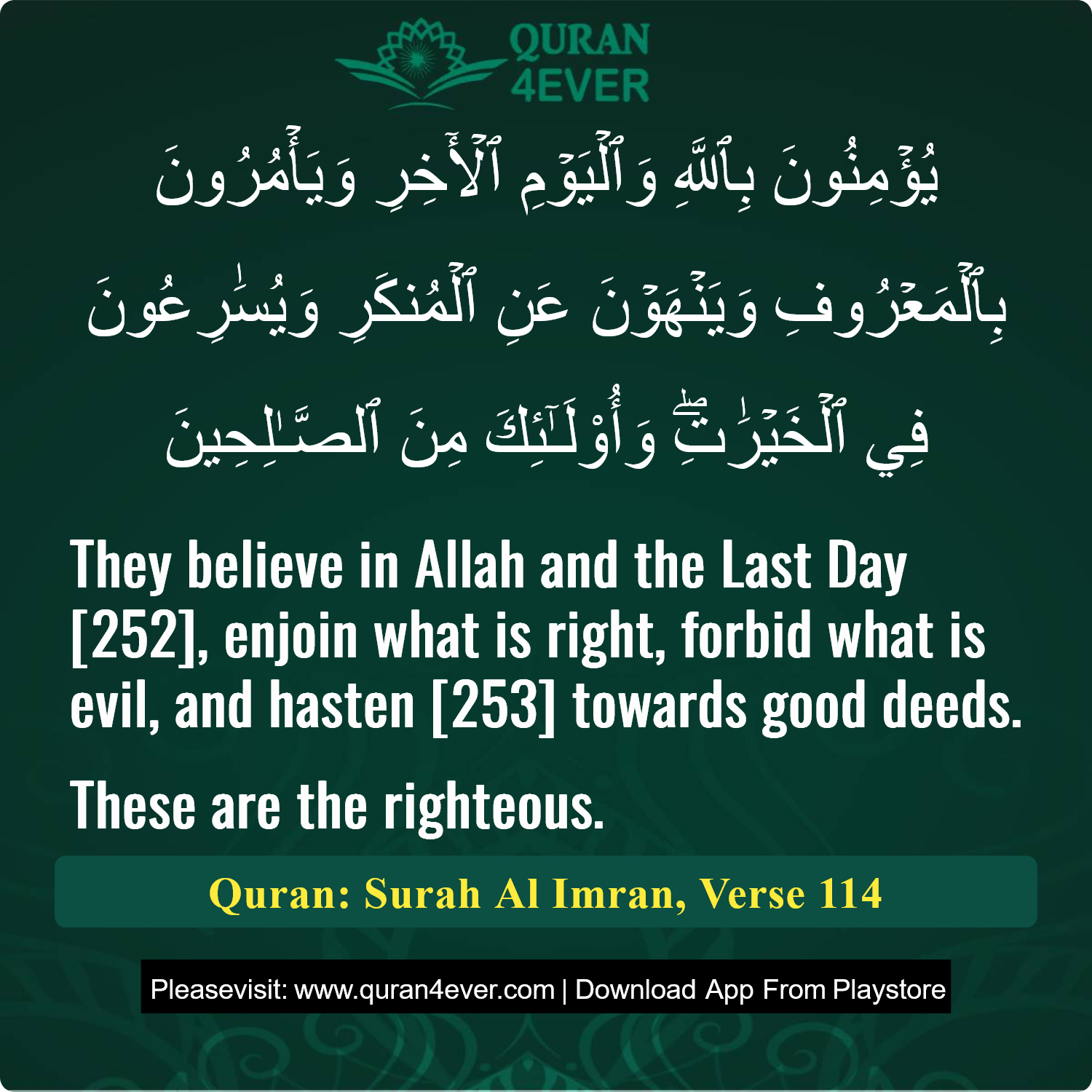 Surah 3, Ayah 114 - Quran Image