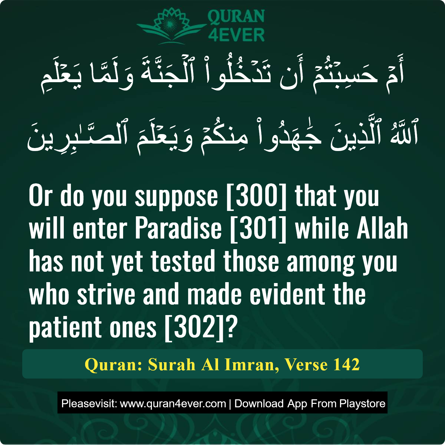 Surah 3, Ayah 142 - Quran Image