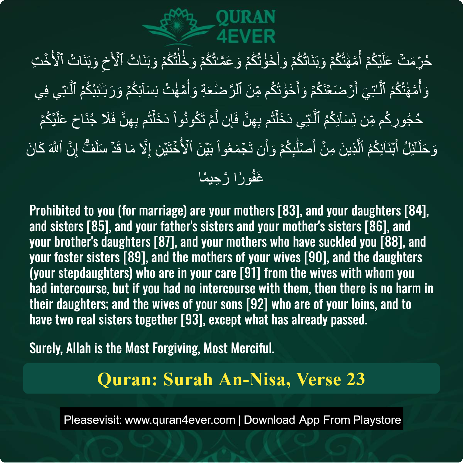 Surah 4, Ayah 23 - Quran Image