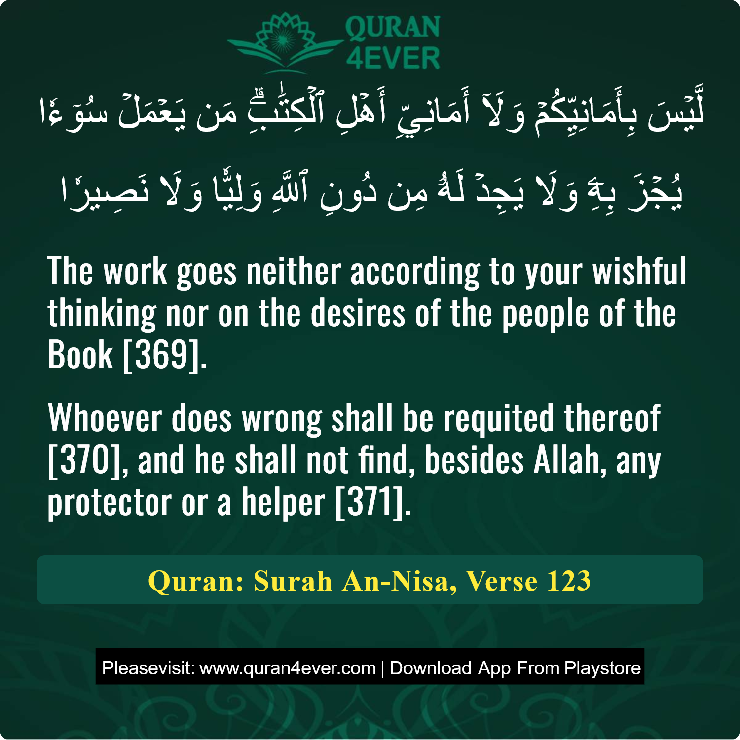 Surah 4, Ayah 123 - Quran Image