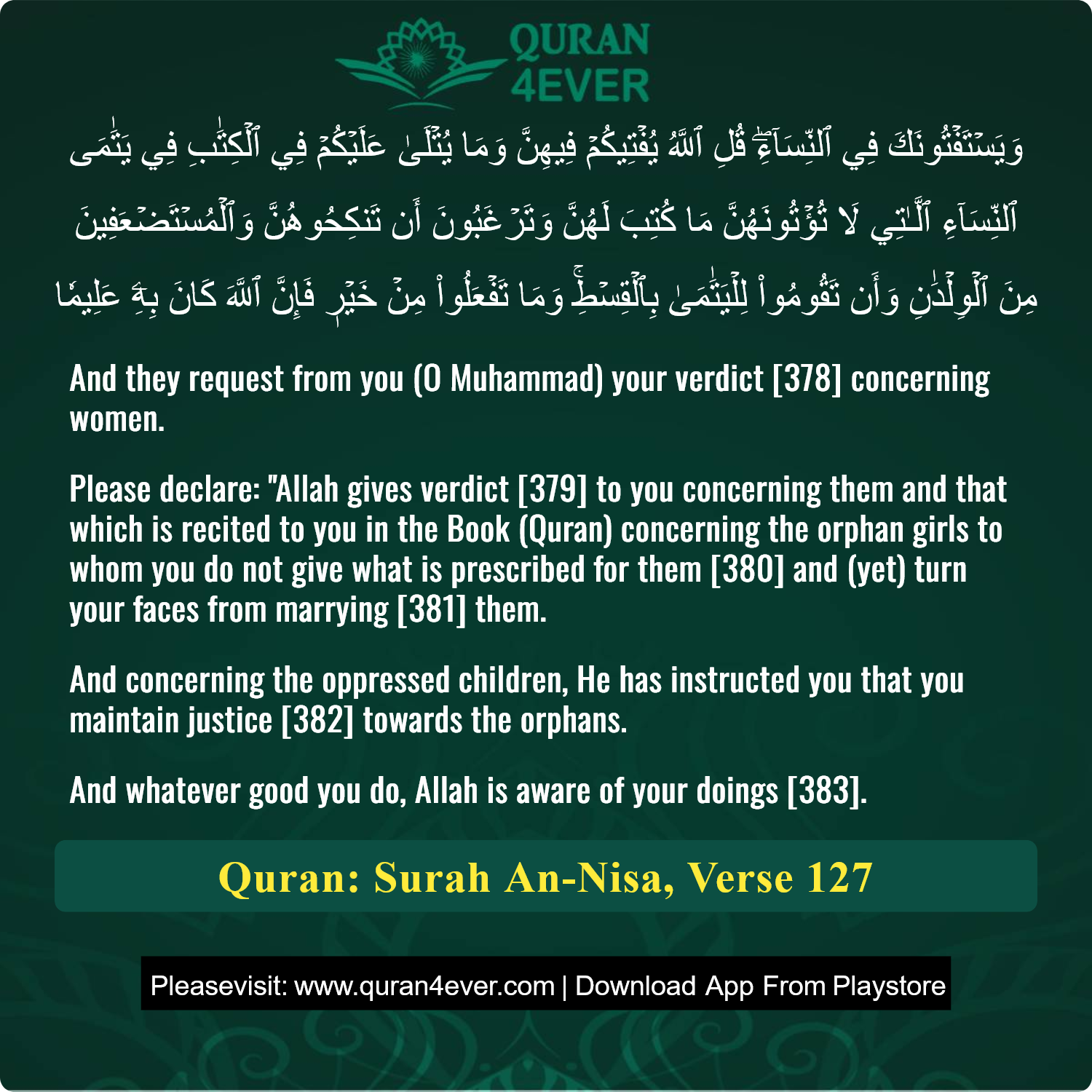 Surah 4, Ayah 127 - Quran Image