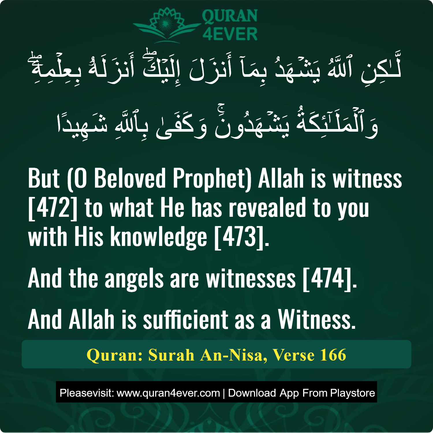 Surah 4, Ayah 166 - Quran Image