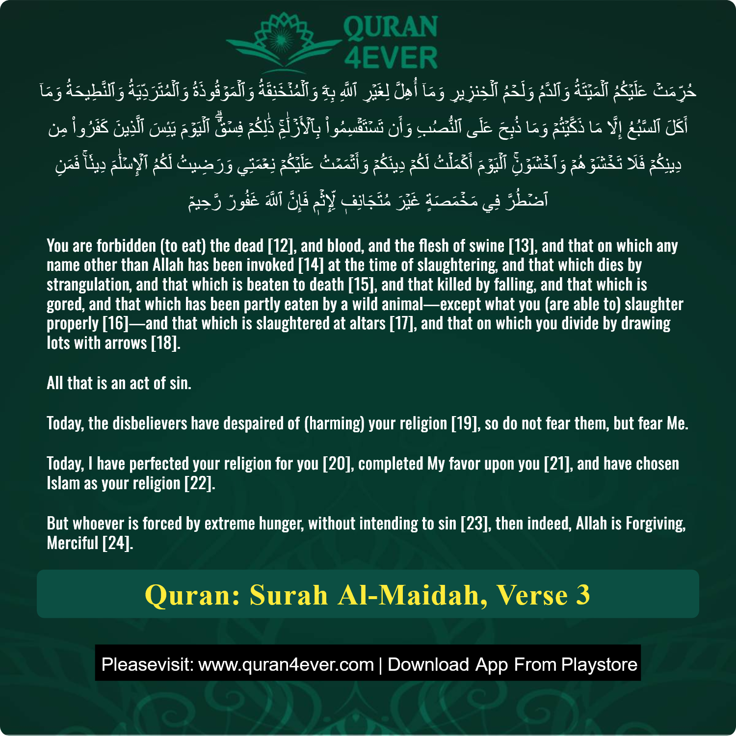 Surah 5, Ayah 3 - Quran Image