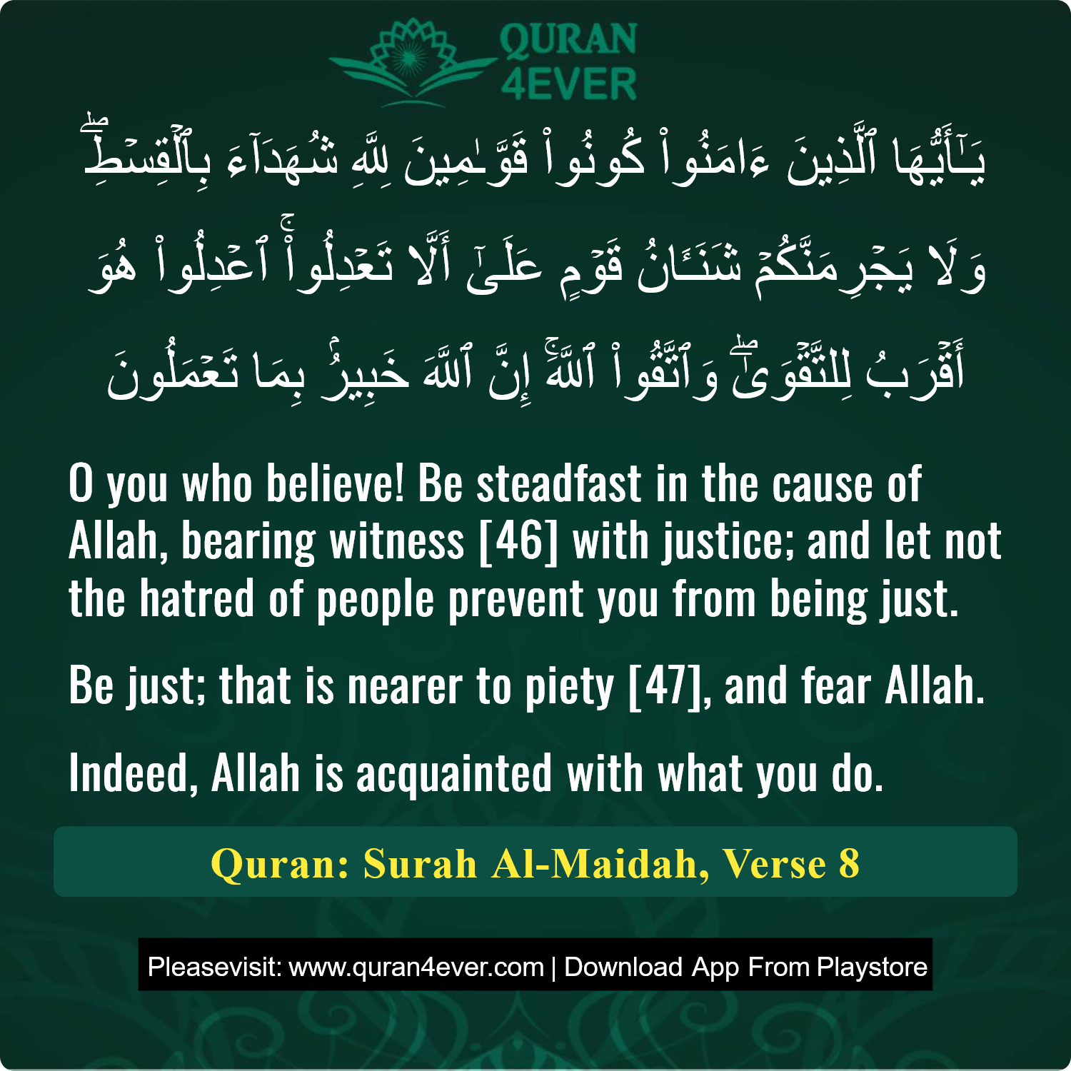 Surah 5, Ayah 8 - Quran Image