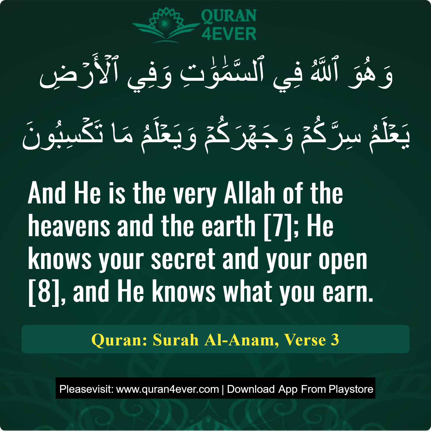 Surah 6, Ayah 3 - Quran Image