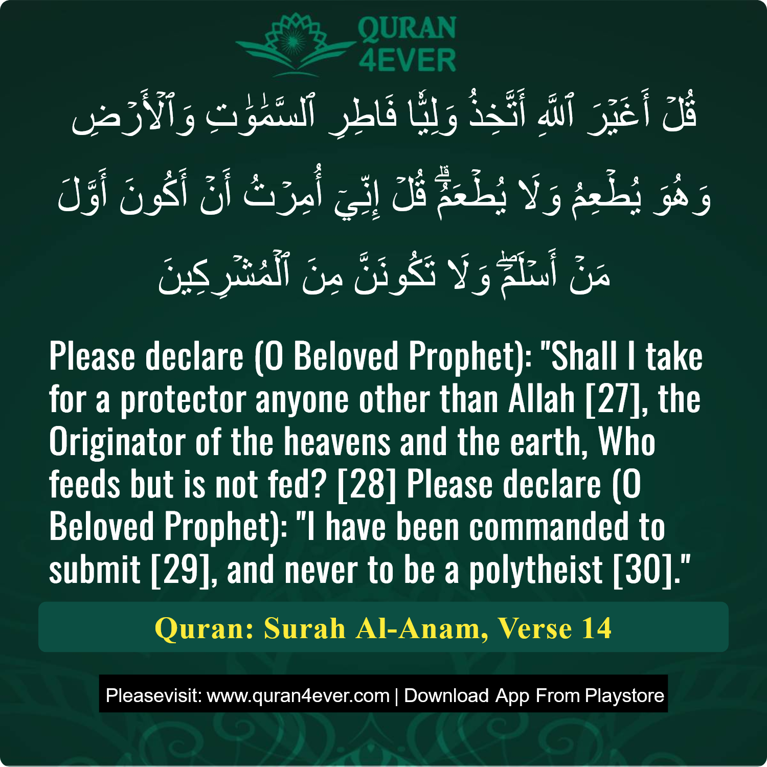 Surah 6, Ayah 14 - Quran Image