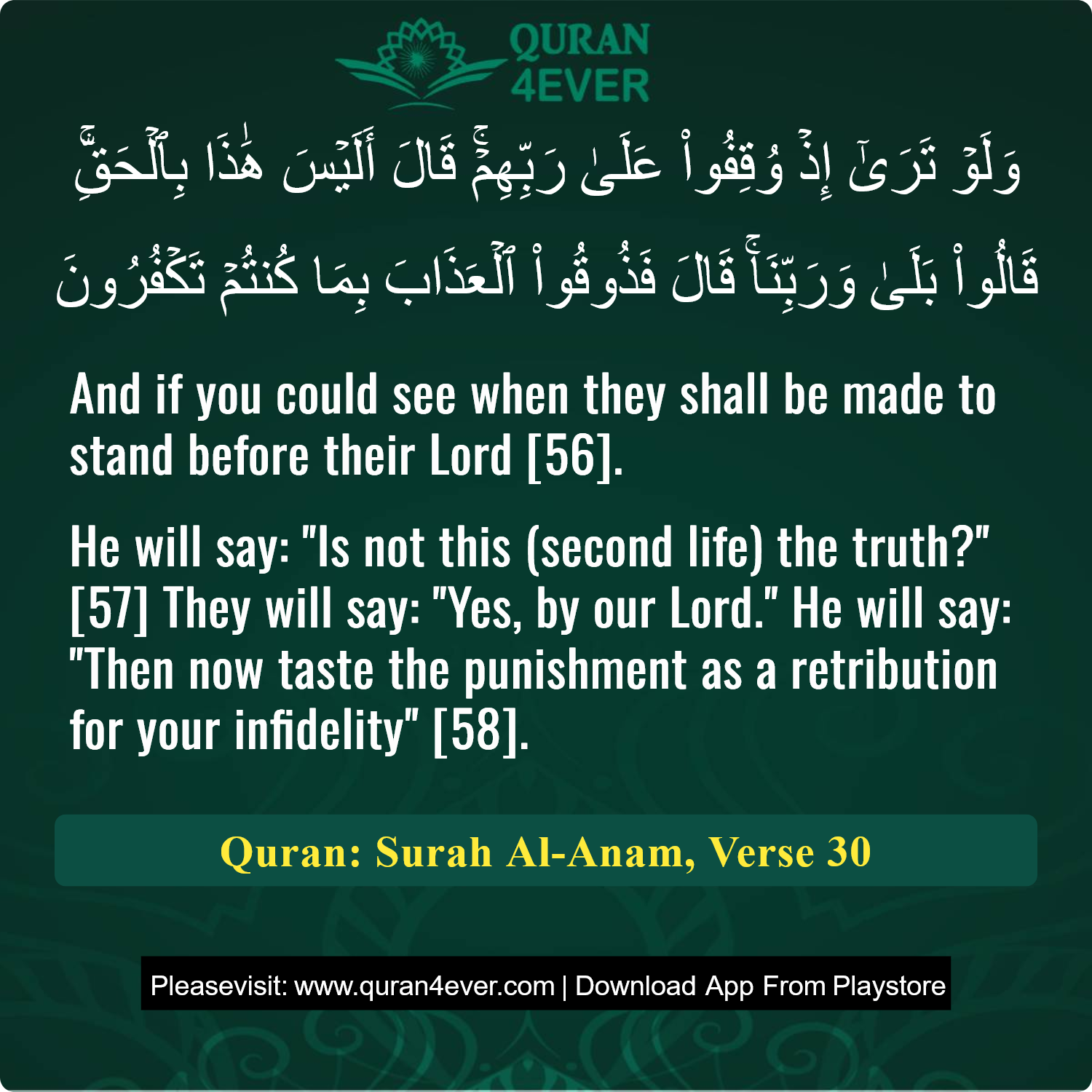 Surah 6, Ayah 30 - Quran Image