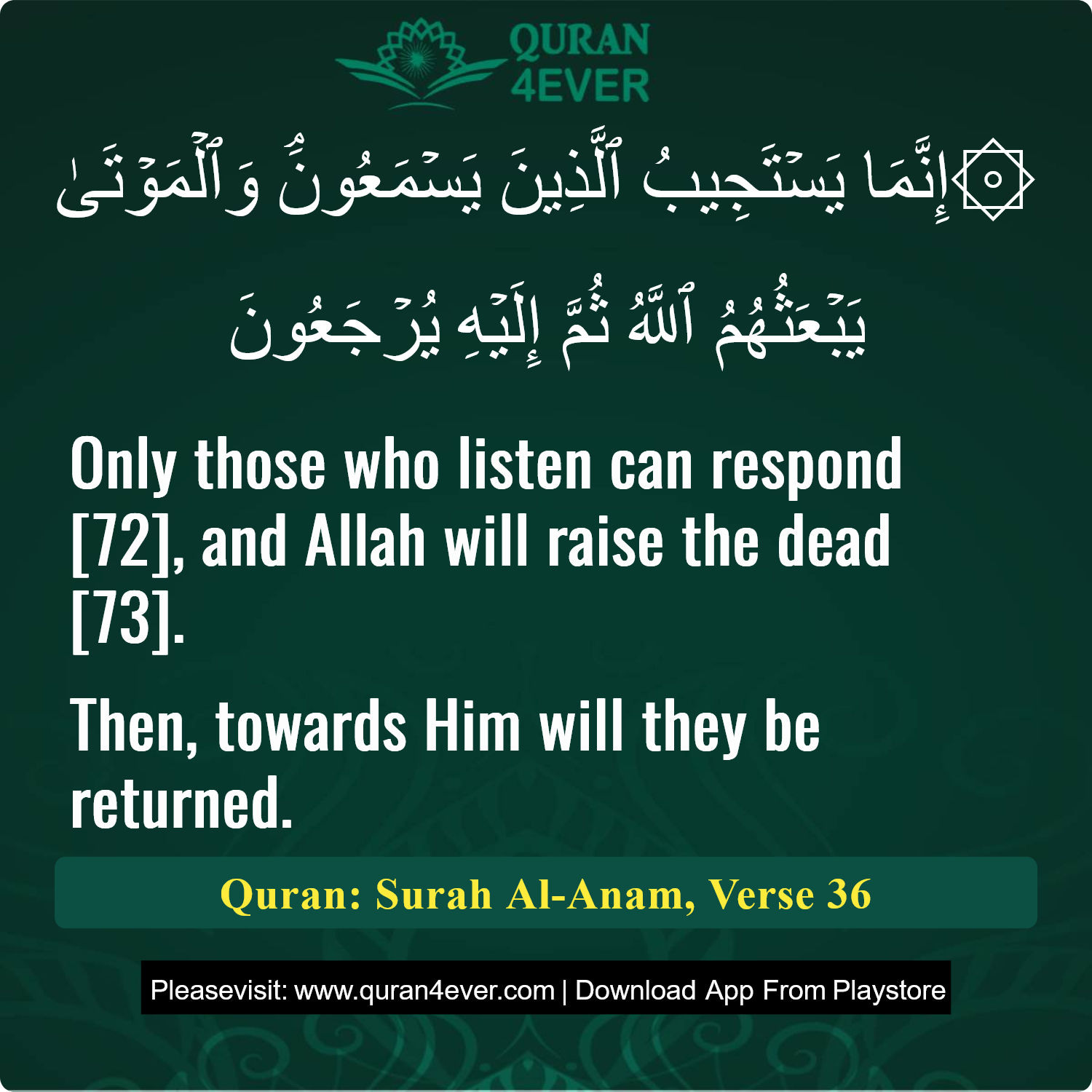 Surah 6, Ayah 36 - Quran Image