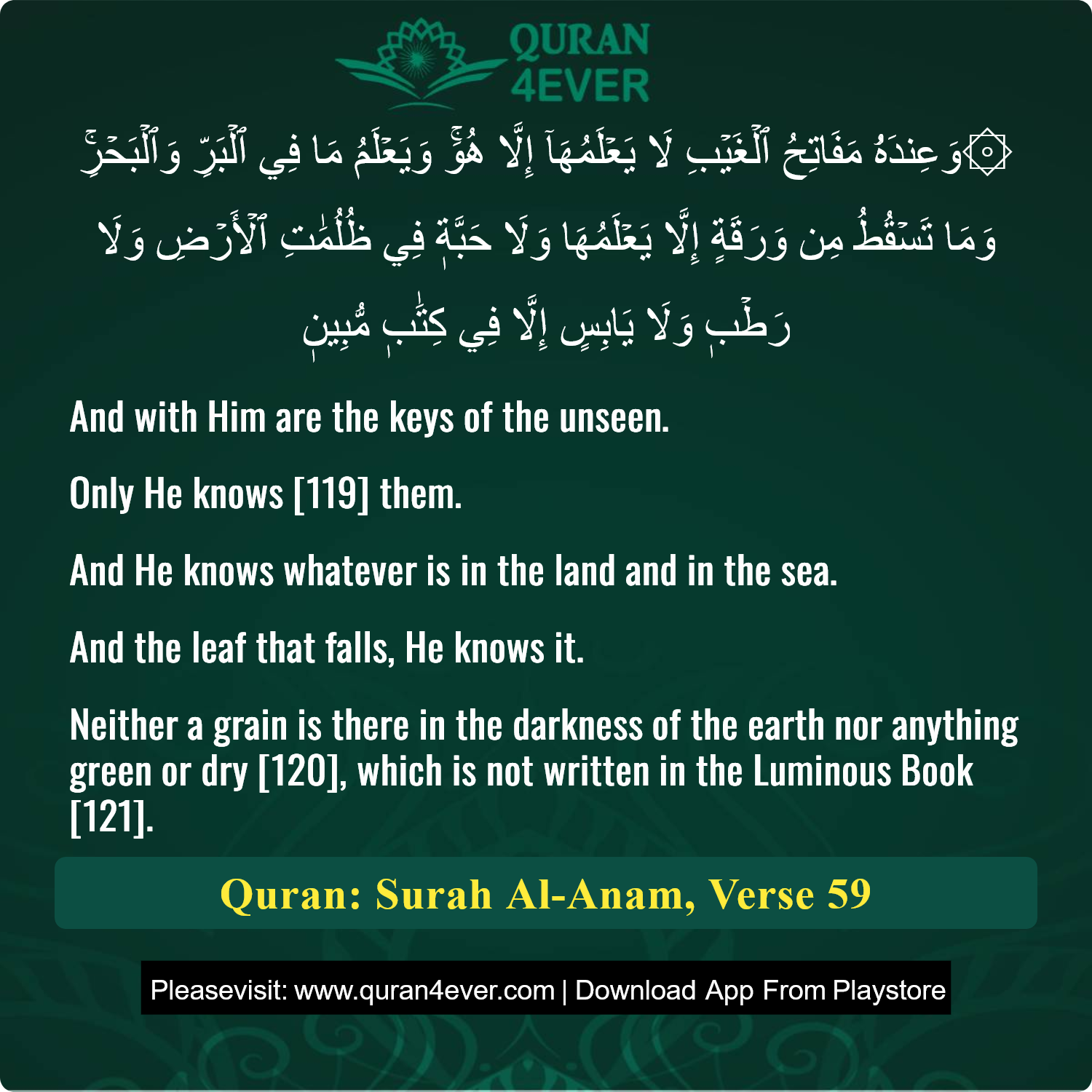 Surah 6, Ayah 59 - Quran Image