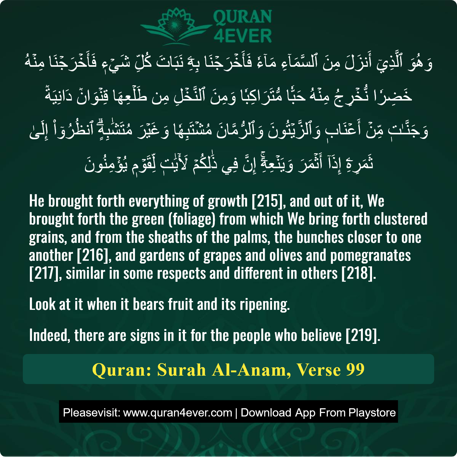 Surah 6, Ayah 99 - Quran Image