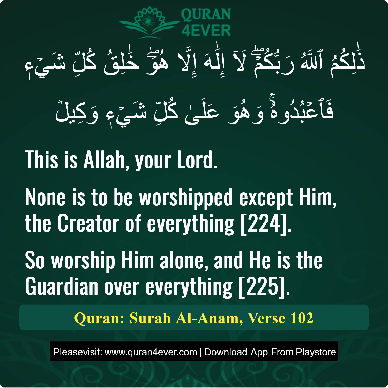 Surah 6, Ayah 102 - Quran Image