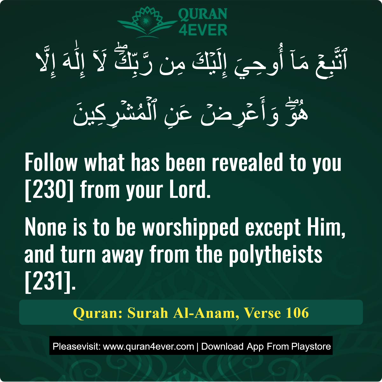 Surah 6, Ayah 106 - Quran Image
