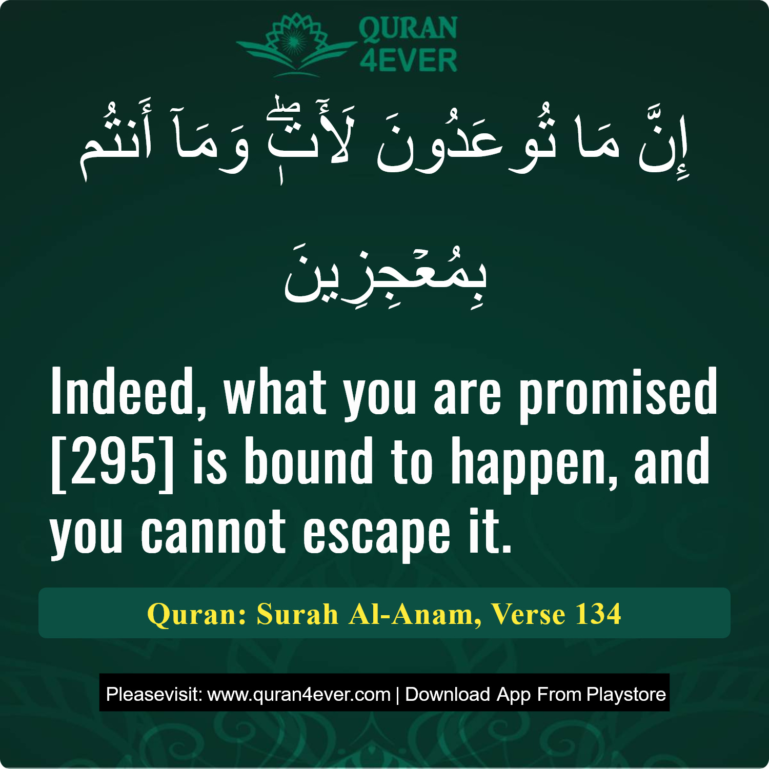 Surah 6, Ayah 134 - Quran Image