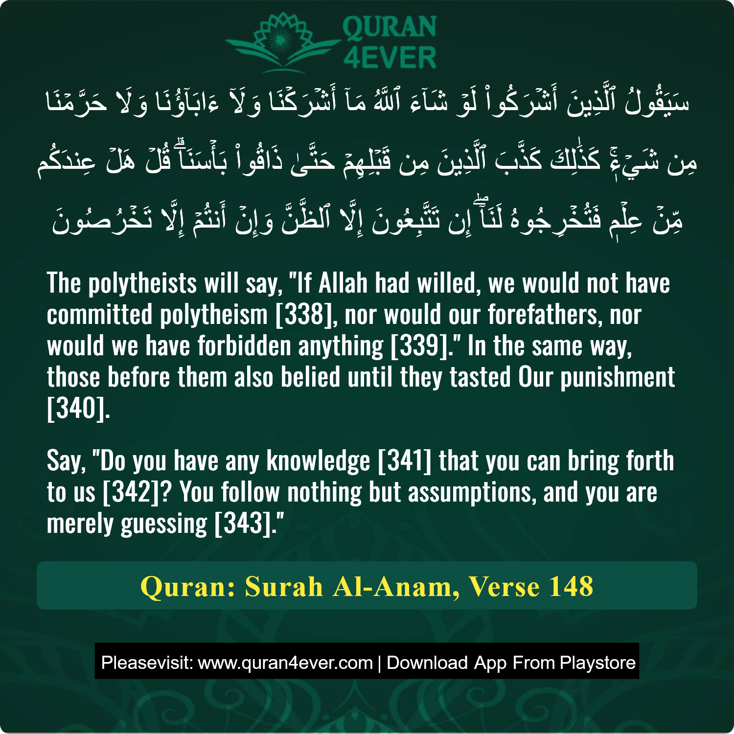 Surah 6, Ayah 148 - Quran Image