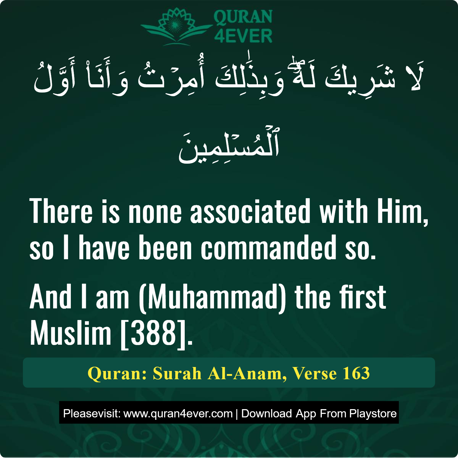 Surah 6, Ayah 163 - Quran Image