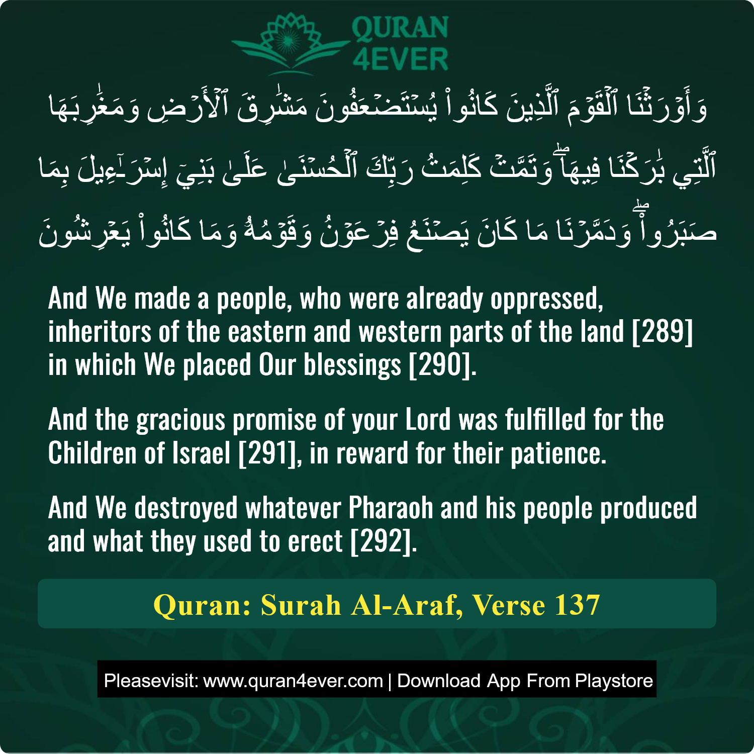 Surah 7, Ayah 137 - Quran Image