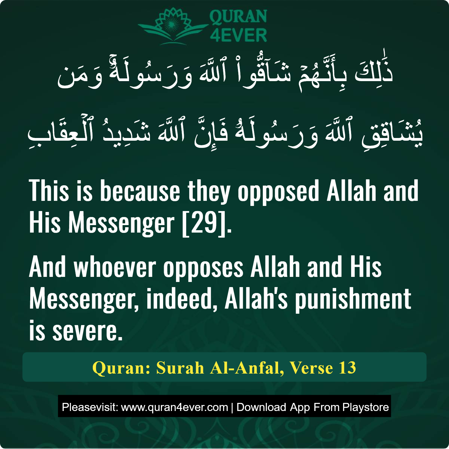 Surah 8, Ayah 13 - Quran Image