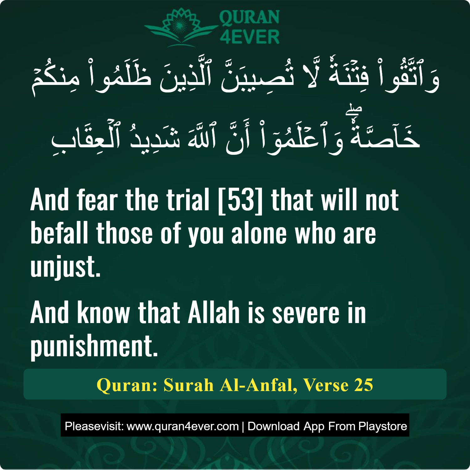 Surah 8, Ayah 25 - Quran Image