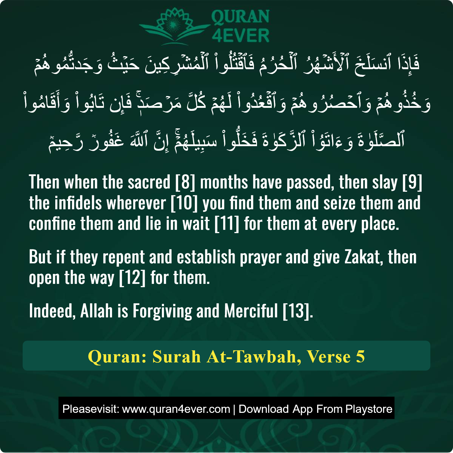 Surah 9, Ayah 5 - Quran Image