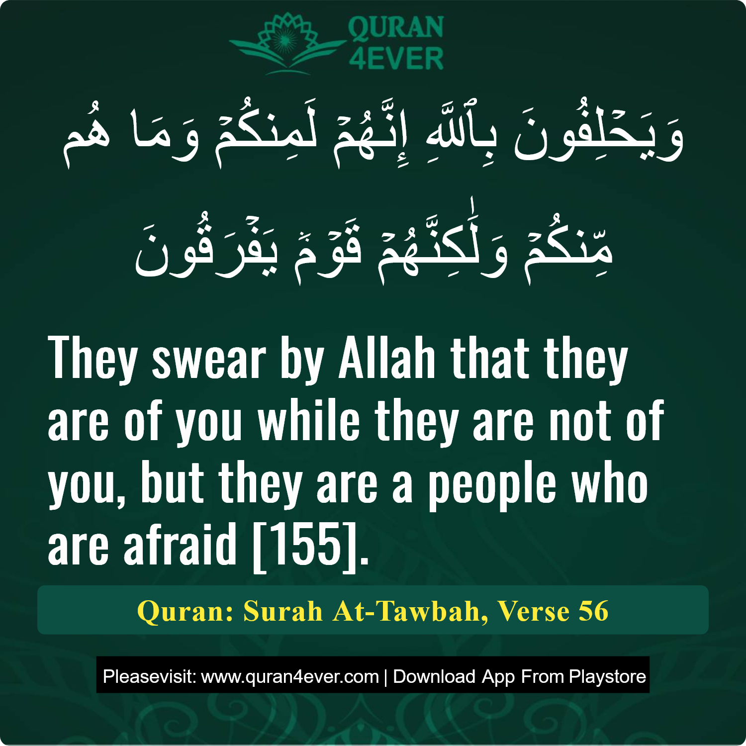 Surah 9, Ayah 56 - Quran Image