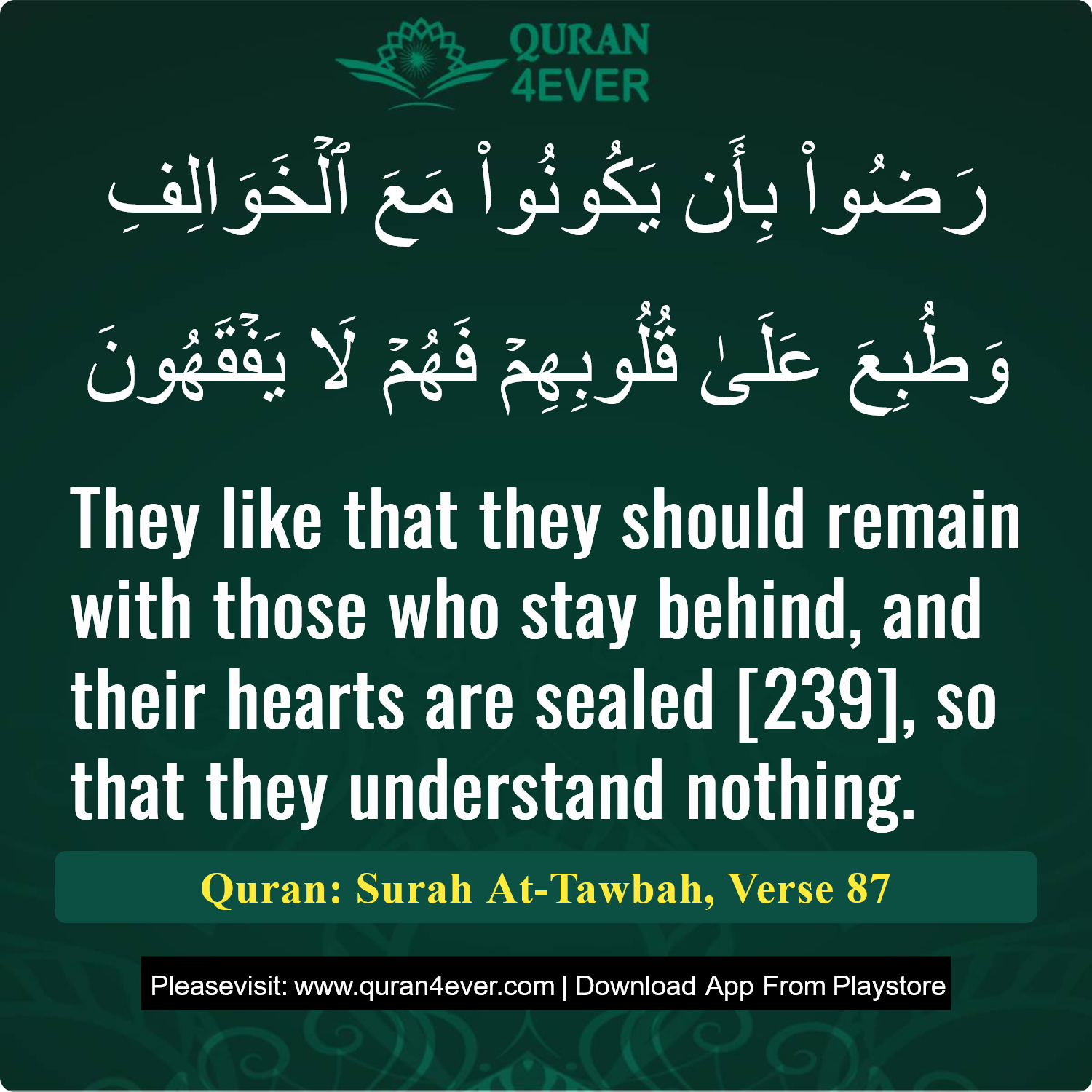 Surah 9, Ayah 87 - Quran Image
