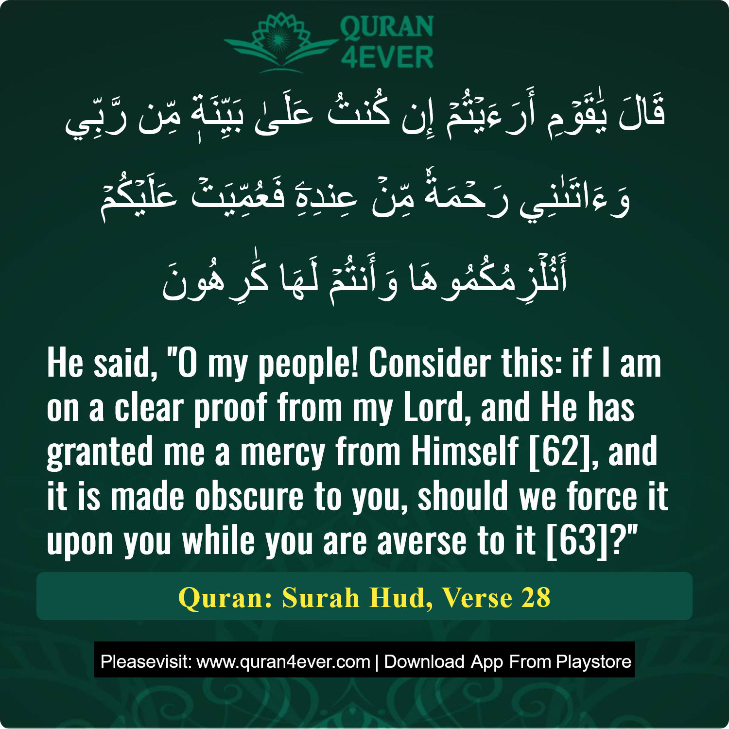 Surah 11, Ayah 28 - Quran Image