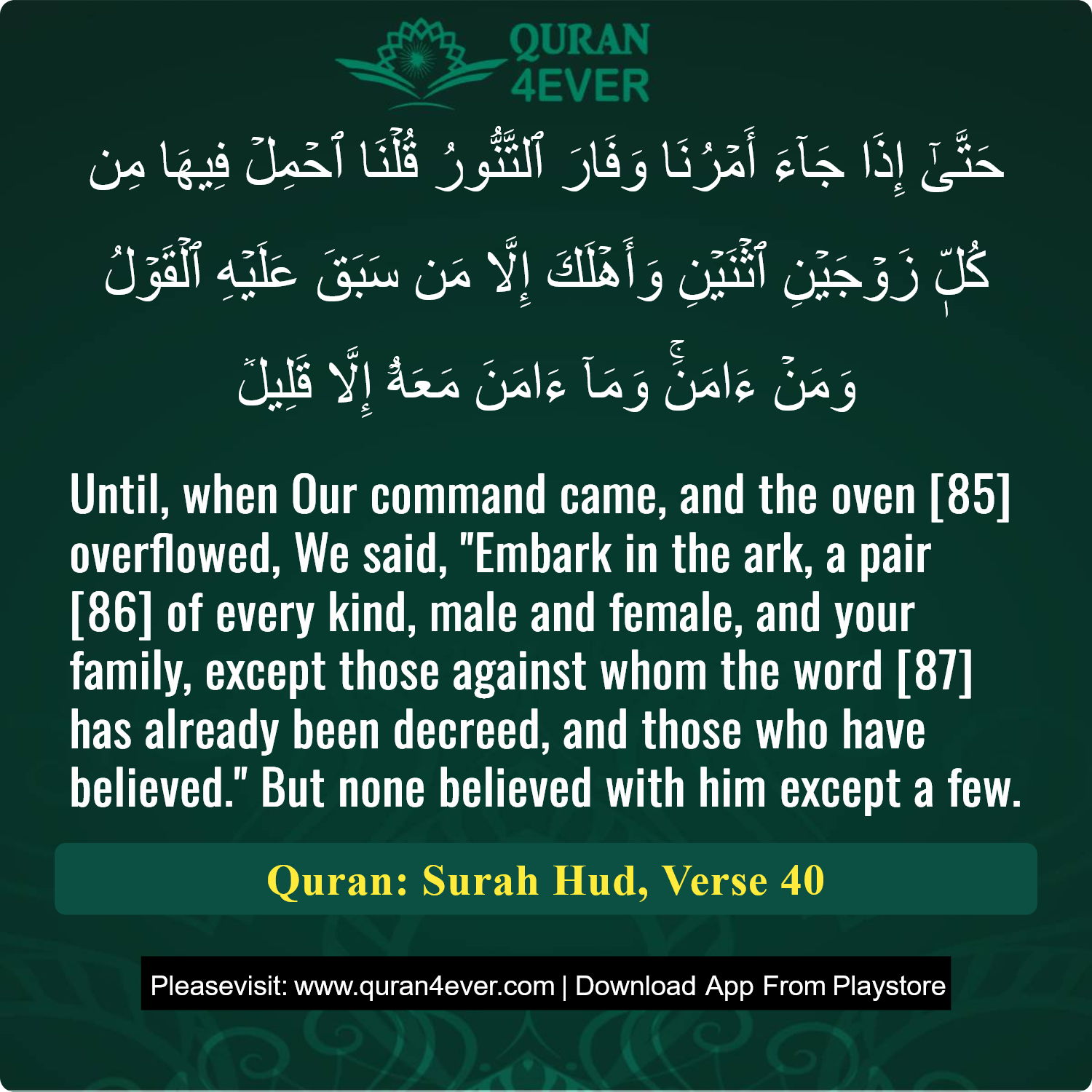 Surah 11, Ayah 40 - Quran Image